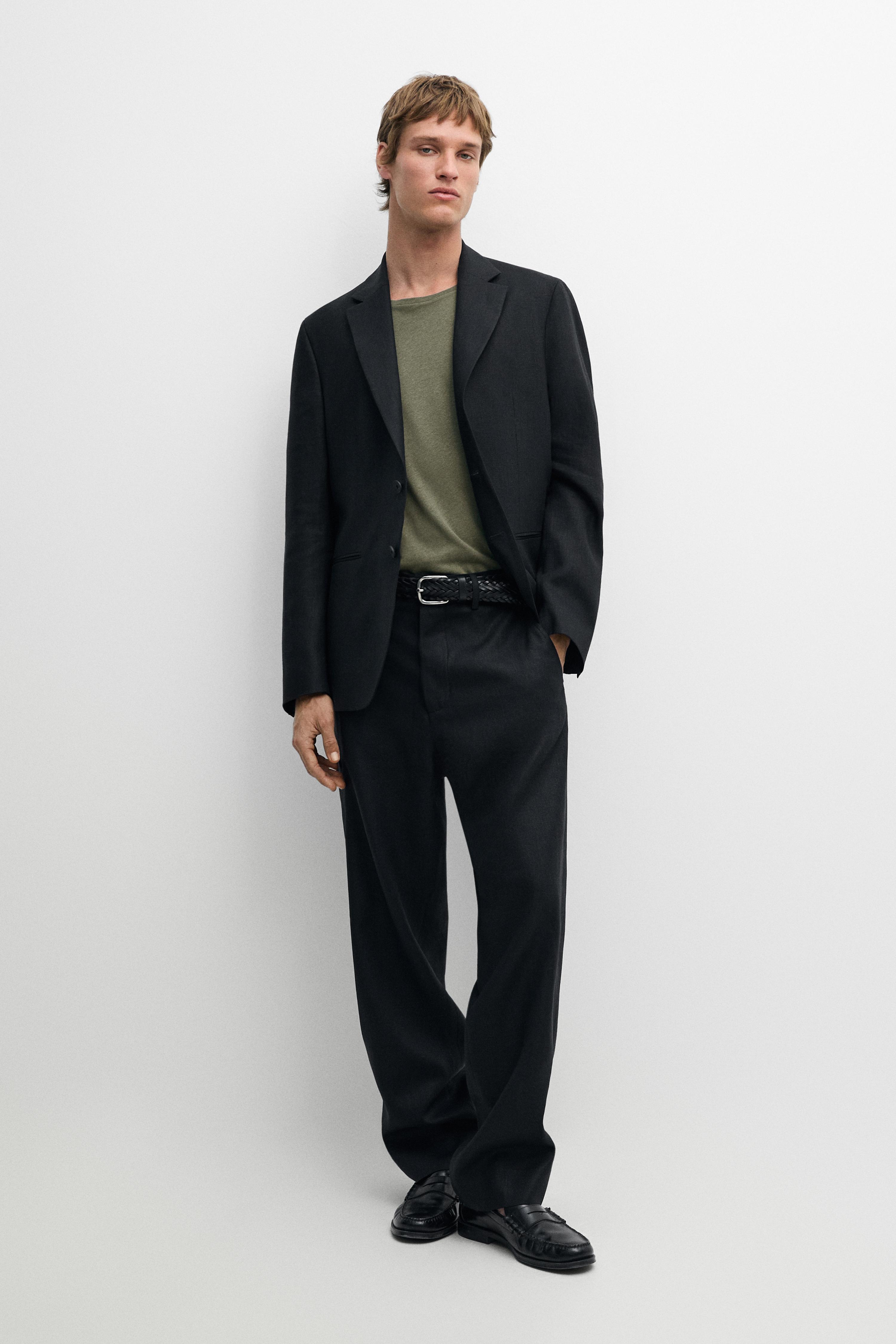 Tailored fit 100% linen suit blazer